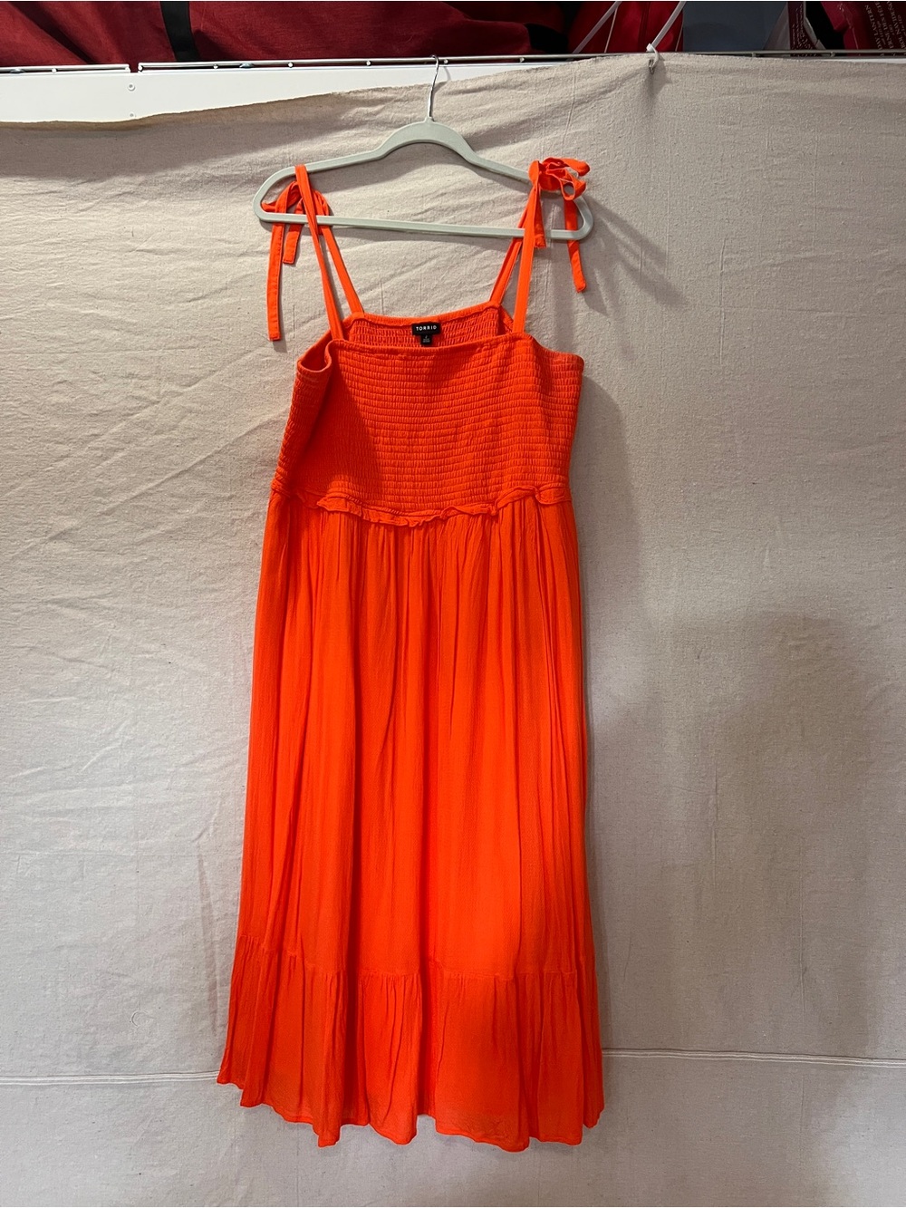 torrid Bright Orange Tie-Shoulder Midi Dress - Picture 2 of 7